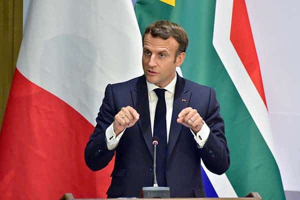 Emmanuel Macron, presidente de Francia, durante su visita oficial a Sudáfrica en 2021
