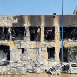 Restos de la comisaría de policía de la ciudad de Sderot, epicentro del ataque de Hamás, destruida por tanques y excavadoras de las Fuerzas de Defensa de Israel. Foto: Yoav Keren