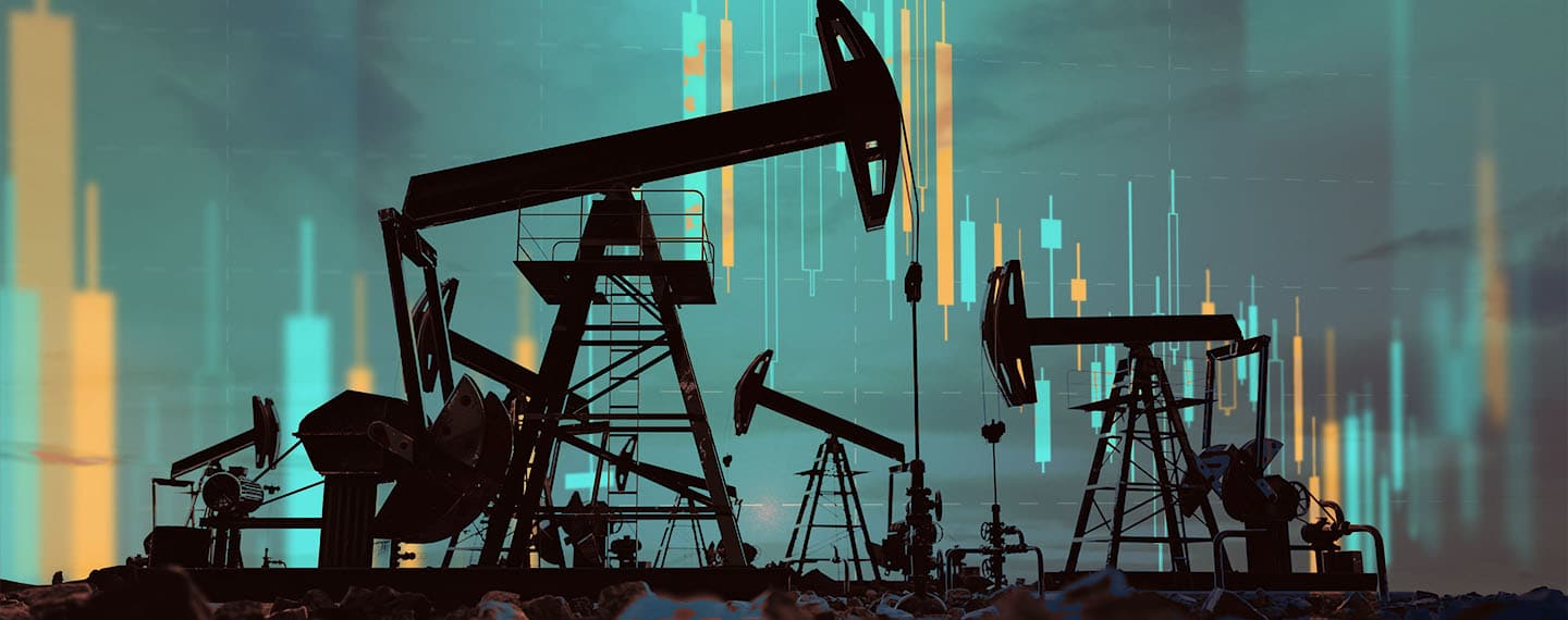 Instalaciones extractivas de petróleo sobre gráficos.