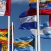 Banderas latinoamericanas ondeando en la III CUMBRE CELAC, Costa Rica.