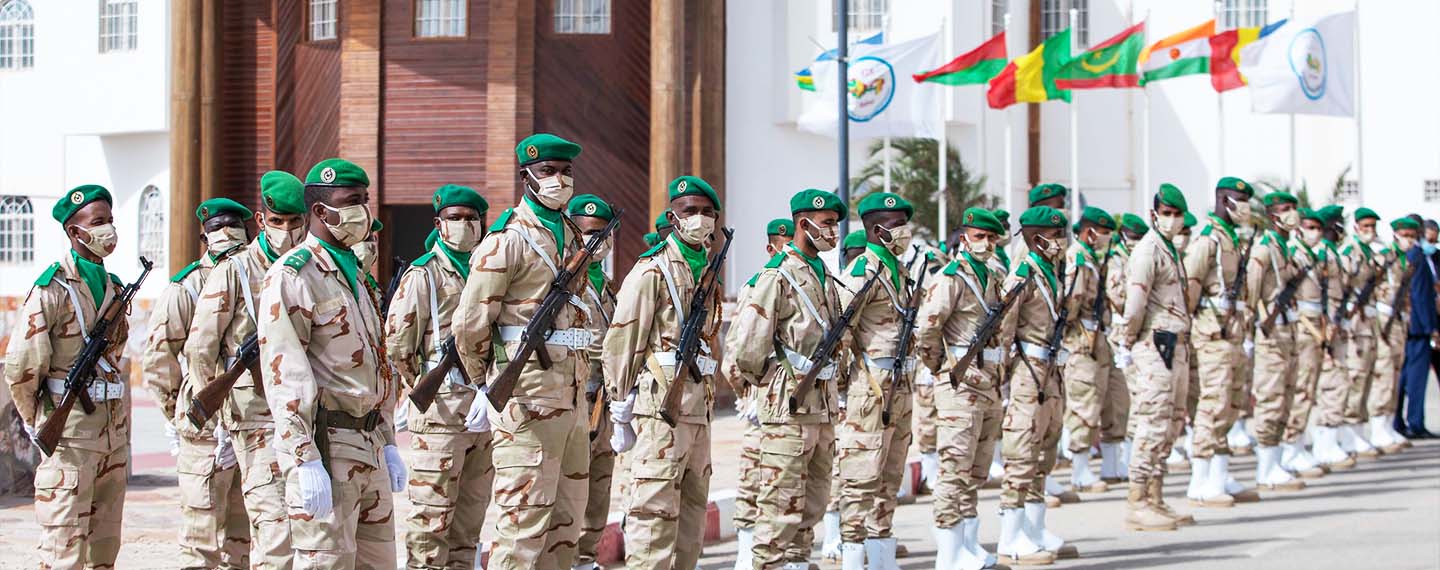 Escuela de defensa G5 Sahel en Nuakchot, capital de Mauritania, uno de los proyectos de seguridad regional que compartían Burkina Faso, Chad, Malí, Mauritania y Níger.