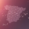 Mapa geométrico de España con una red de polígonos