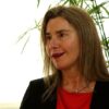 Federica Mogherini, rectora del Colegio de Europa, durante la entrevista sobre los retos para la política exterior de la Unión Europea.