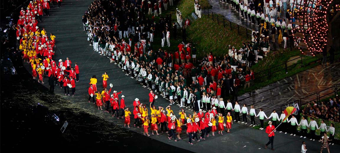 Delegación española en el Desfile de las Naciones de la Ceremonia de apertura de Londres, el 27 de julio de 2012.