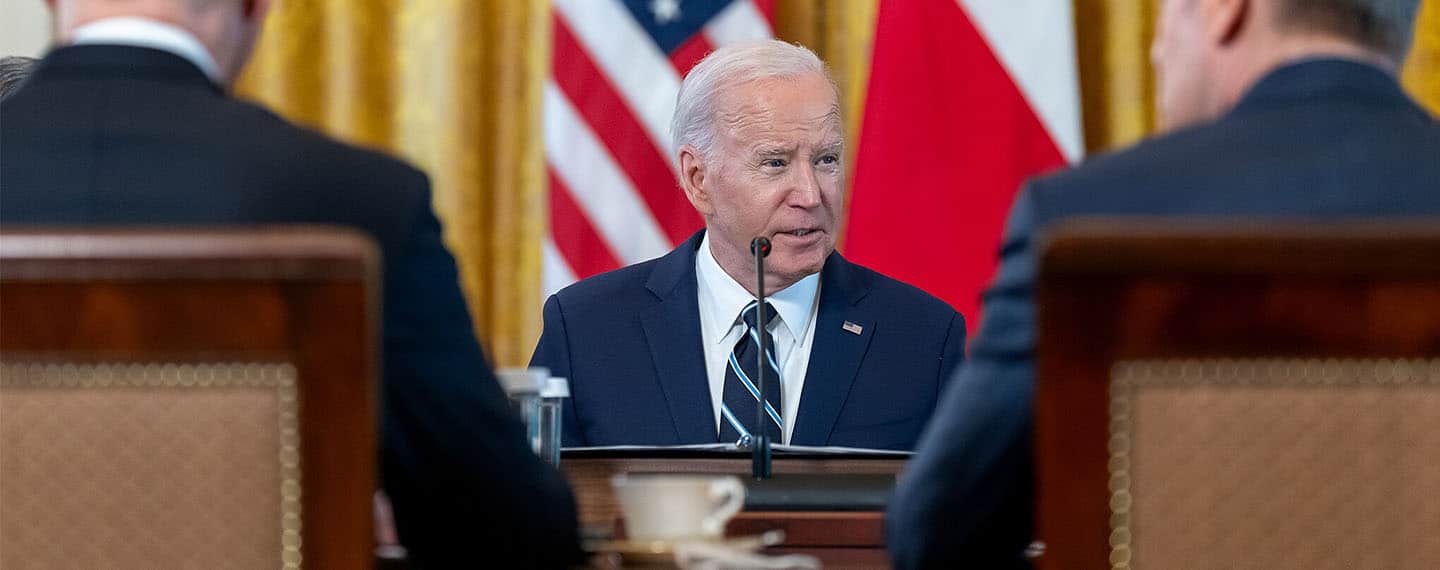 Joe Biden participates in a meeting in the White House, March 12, 2024. Biden immigration policy
