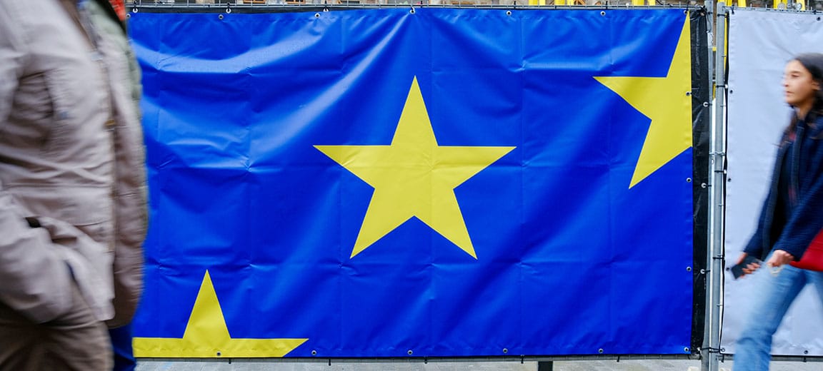 Pancartas de la campaña para las elecciones europeas de 2024 en Bruselas, Bélgica.