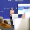 Ursula von der Leyen en la rueda de prensa sobre la estructura y las carteras propuestas para el Colegio de Comisarios. vicepresidencia