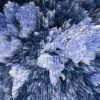 Imagen abstracta en 3D de un mapa del mundo, compuesto por bloques pixelados en tonos azulados y grisáceos. China
