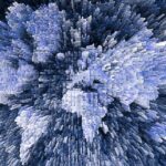 Abstract 3D image of a world map, composed of pixelated blocks in bluish and greyish tones. China